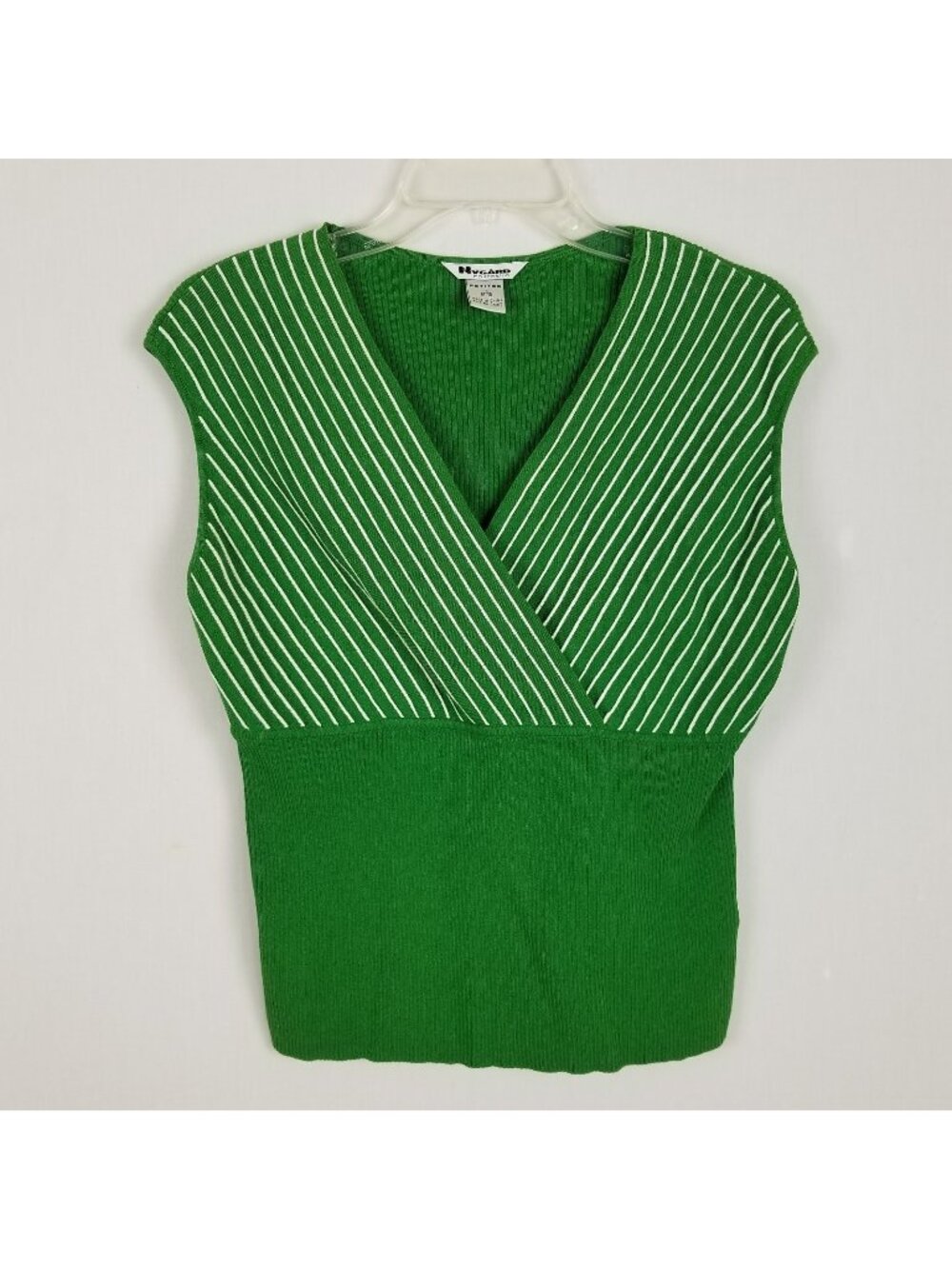 Nygard collection sleeveless green and white cotton blend sweater sz M